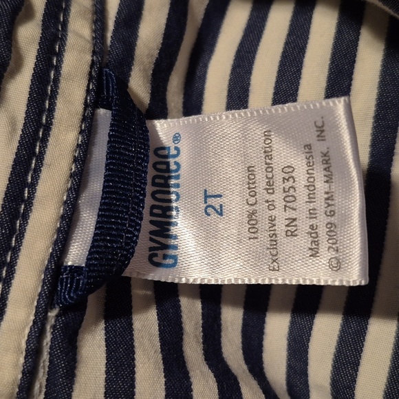 Gymboree boys size 2T blue & white vertical stripe long sleeve button down shirt - Picture 3 of 3